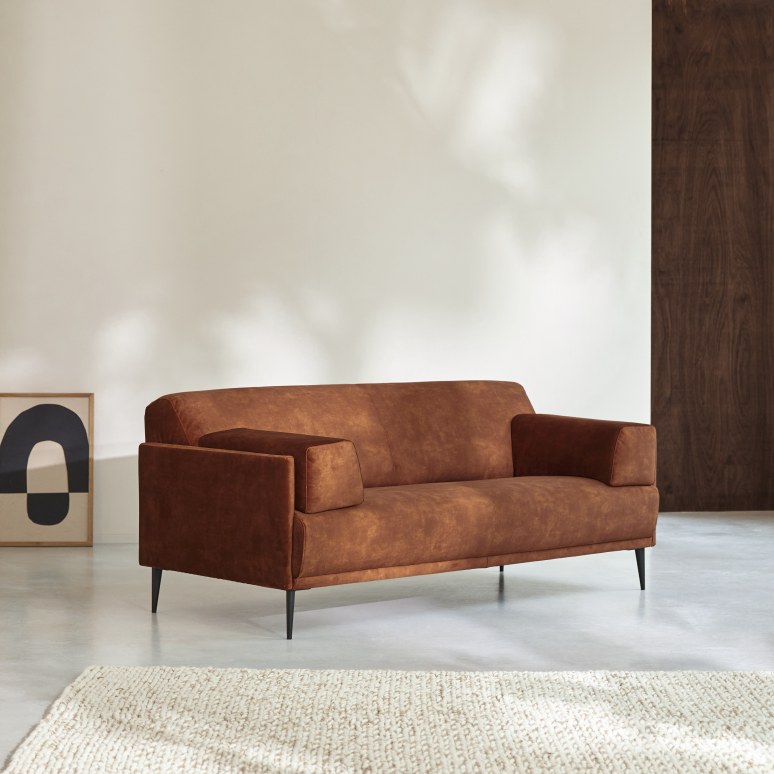 Finn - 3-seater terracotta velvet sofa