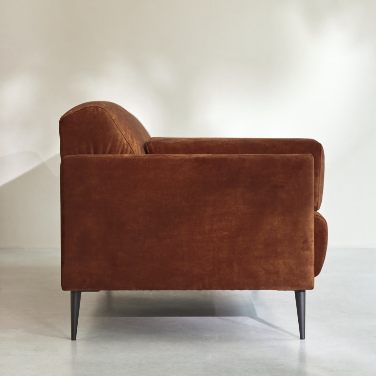 Finn - 3-Sitzer-Sofa aus terracottafarbenem Samt