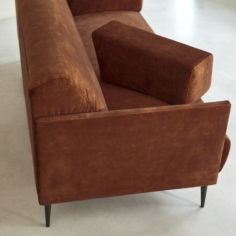 Finn - 3-seater terracotta velvet sofa