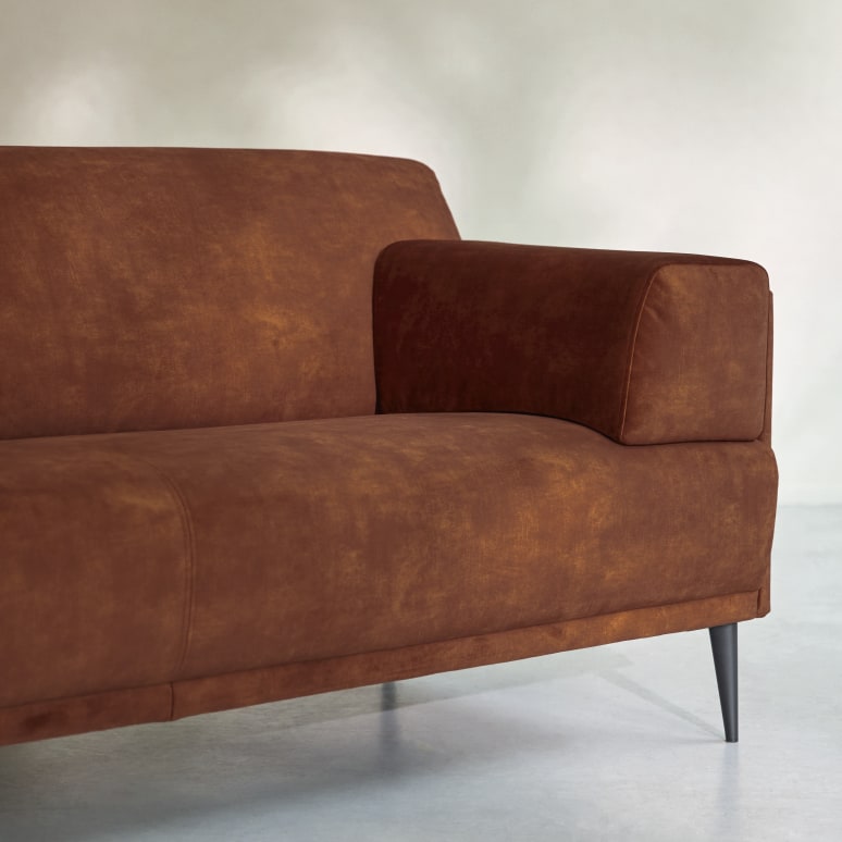 Finn - 3-seater terracotta velvet sofa