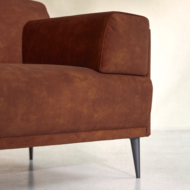 Finn - 3-seater terracotta velvet sofa
