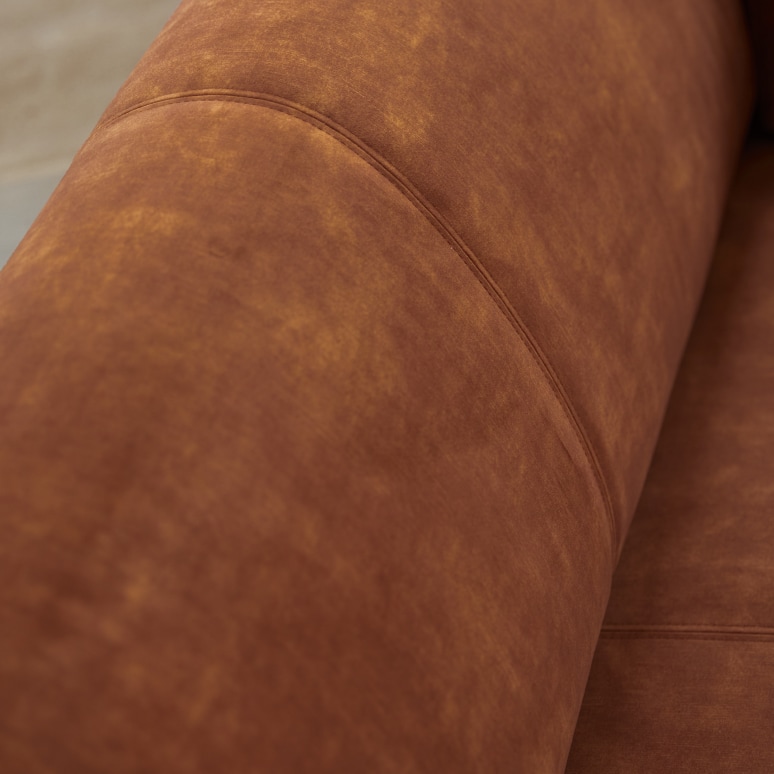 Finn - Left-angled 4-seater corner sofa in terracotta velvet 270 x 180 cm