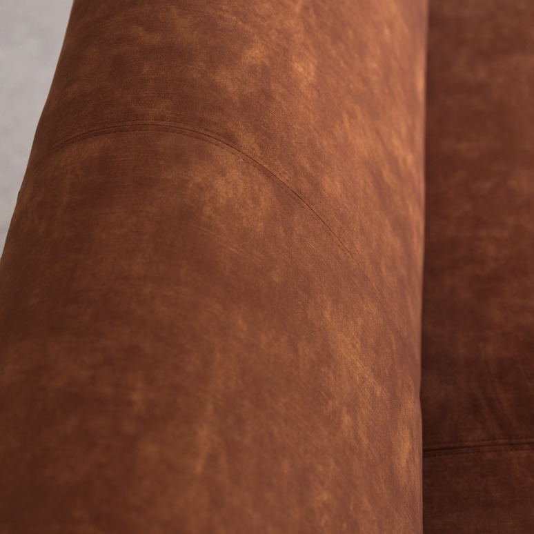 Finn - Ecksofa rechts aus terracottafarbenem Samt 270 x 180 cm, 4-Sitzer