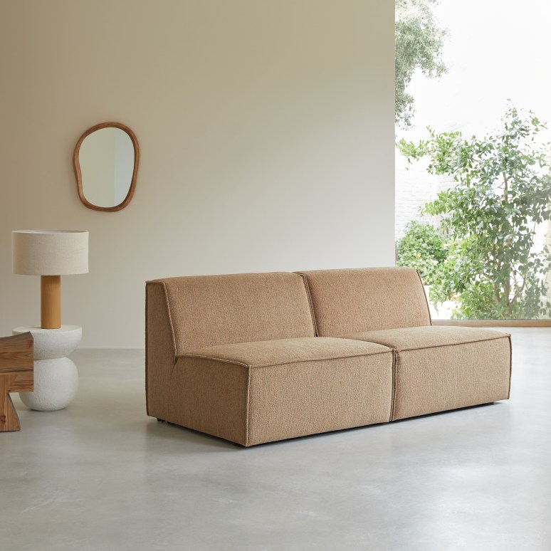 Dario - Modular 2-seater sofa in camel fabric