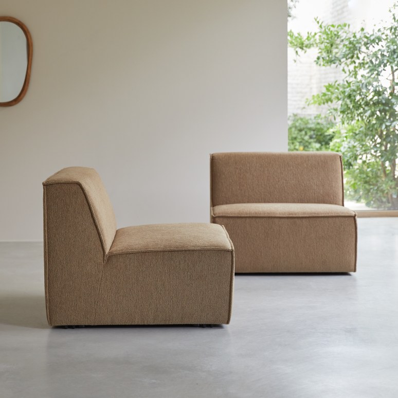 Dario - Modulaire 2-zitsbank in camelkleurige stof