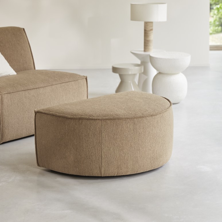 Dario - Two-seater modular bench seating in camel-coloured fabric