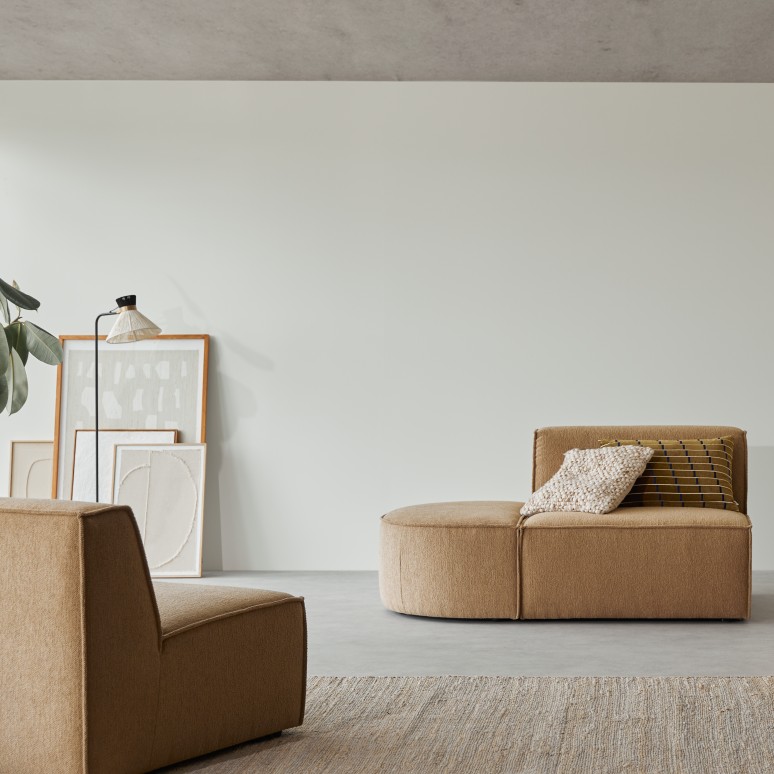 Dario - Lounge-Modulsessel aus camelfarbenem Stoff