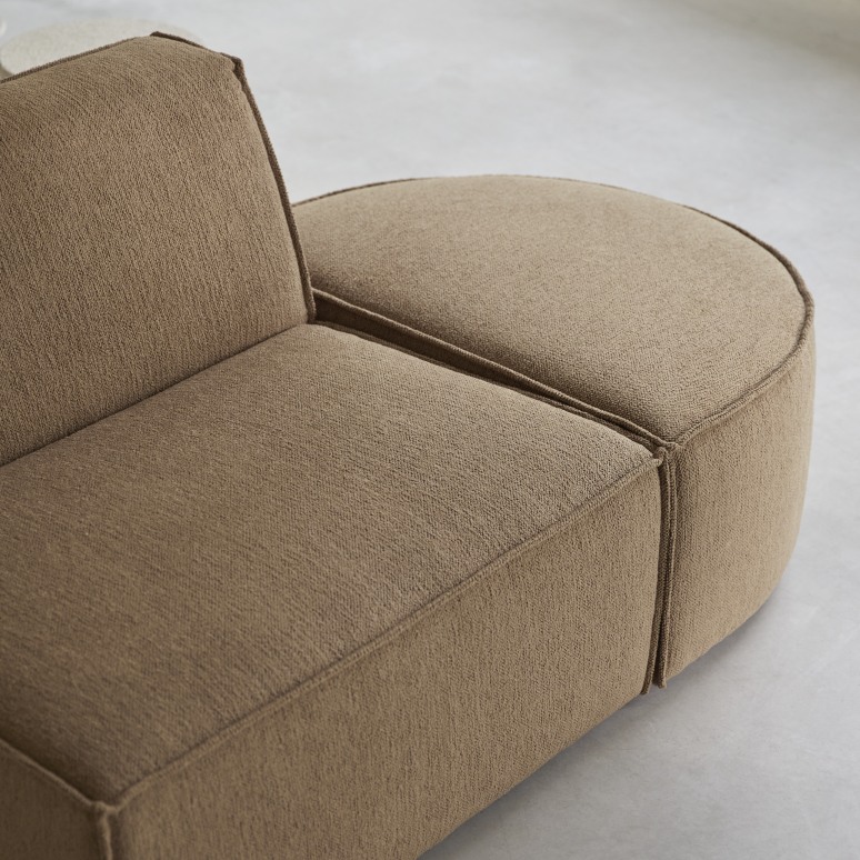 Dario - Modular lounge chair in camel-coloured fabric