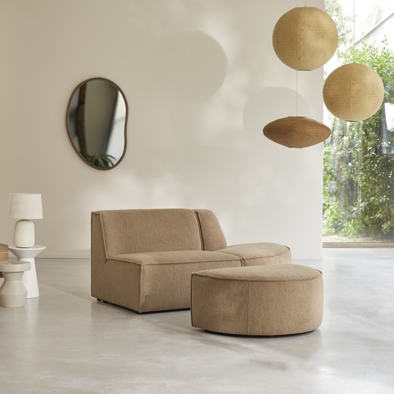 Dario - Two-seater modular bench seating in camel-coloured fabric