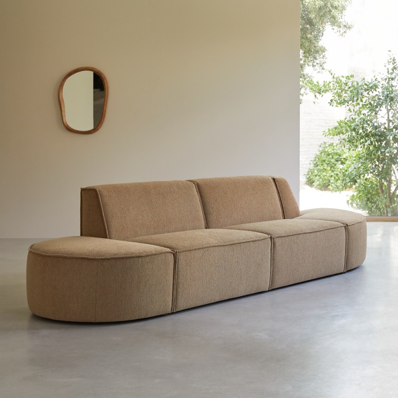 Dario - Modulaire 2/3-zitsbank in camelkleurige stof