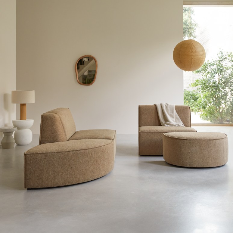 Dario - Modulares 2- oder 3-Sitzer-Sofa aus camelfarbenem Stoff