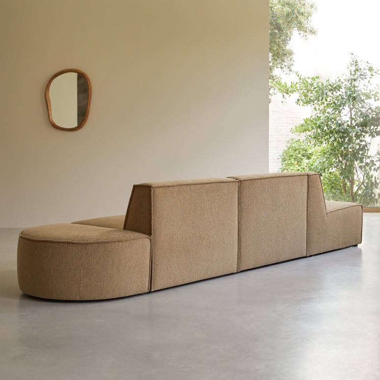 Dario - Modulares 2- oder 3-Sitzer-Sofa aus camelfarbenem Stoff