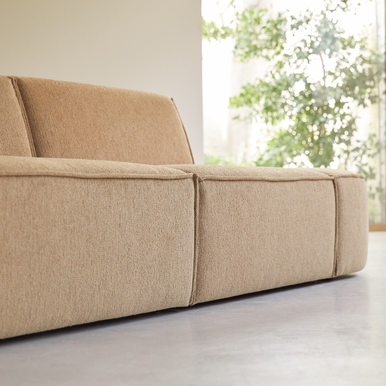 Dario - 2-seater modular sofa in camel-coloured fabric