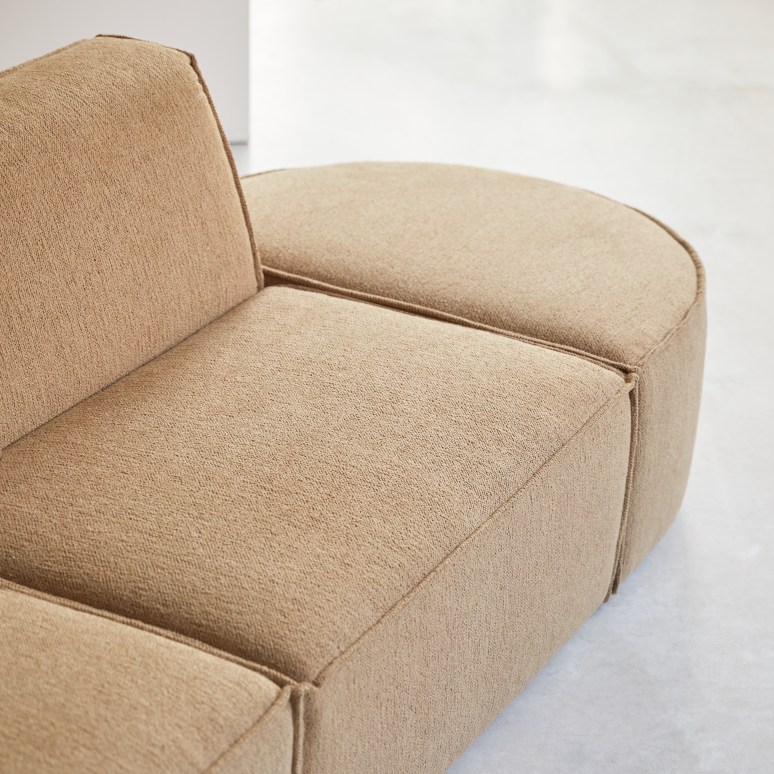 Dario - Canapé modulable en tissu camel, 2-3 places