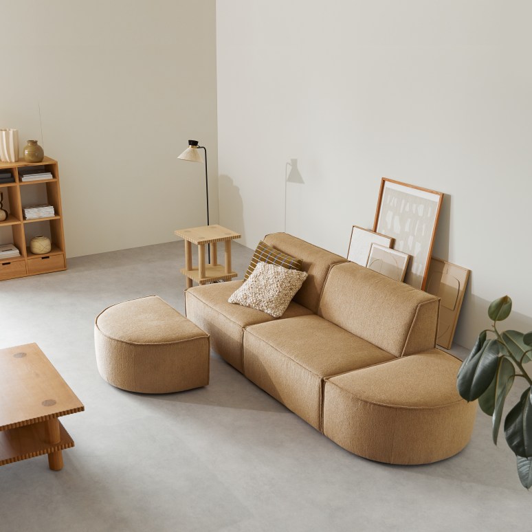 Dario - Modulaire 2-zitsbank in camelkleurige stof