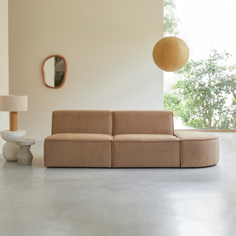 Dario - Modulares 2-Sitzer-Sofa aus camelfarbenem Stoff