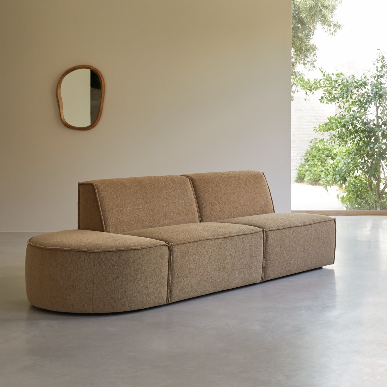 Dario - Modulares 2-Sitzer-Sofa aus camelfarbenem Stoff