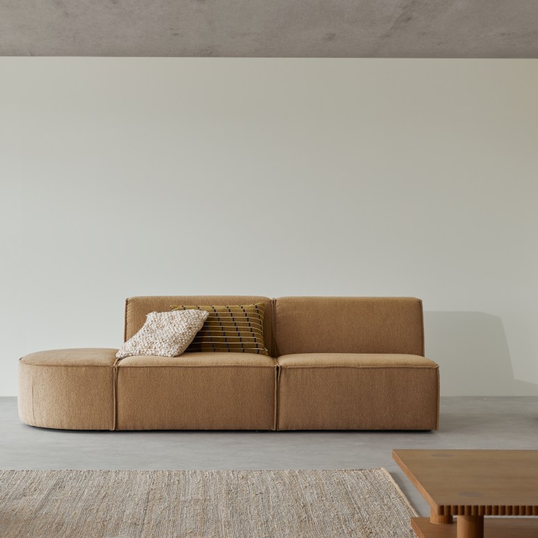 Dario - Modulares 2-Sitzer-Sofa aus camelfarbenem Stoff