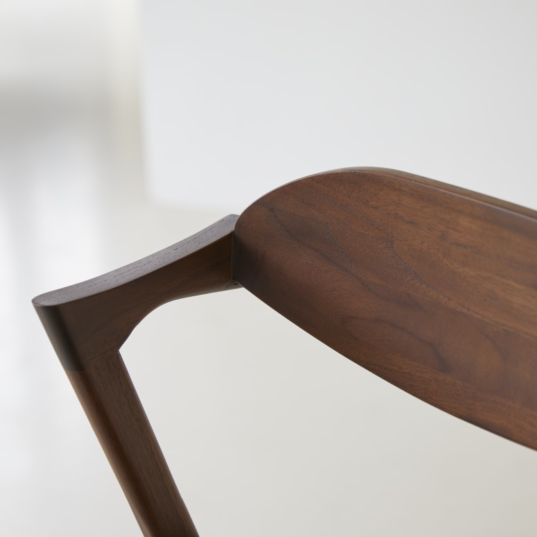 Guido - Sedia in teak massello scuro e tessuto