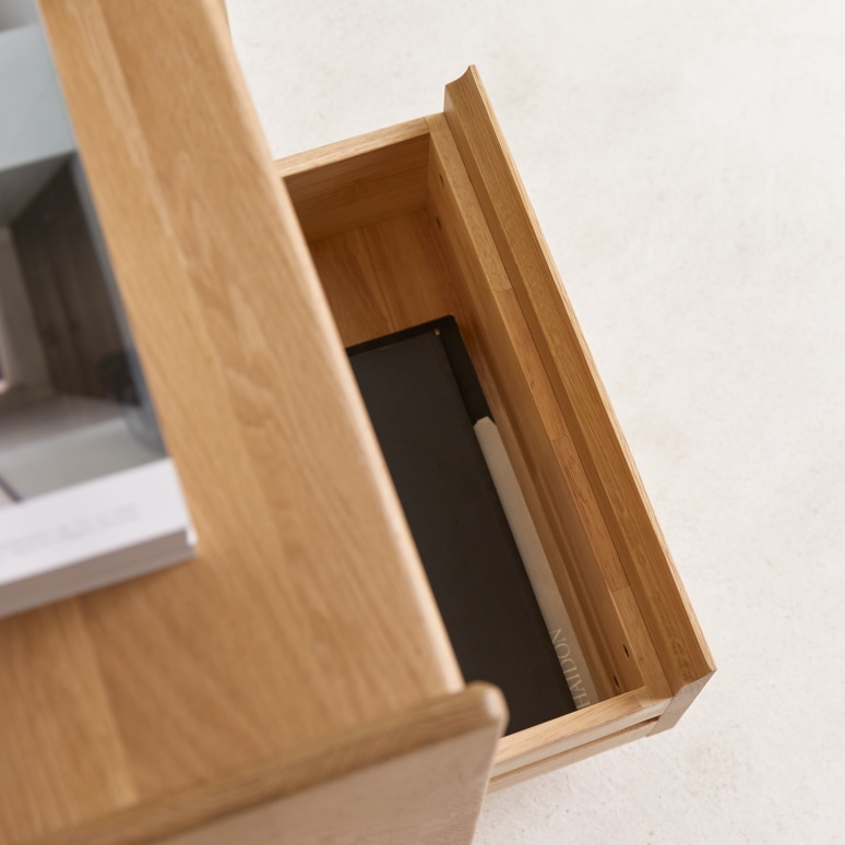 Arto - Comodino in legno di quercia massello 2 cassetti