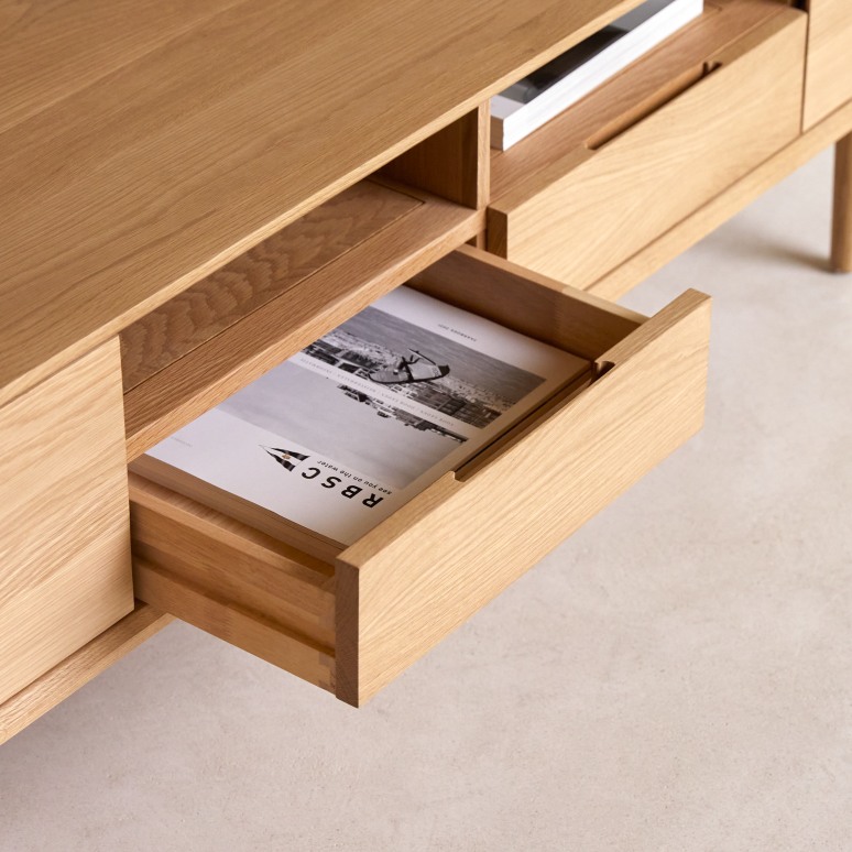 Ellie - Mueble para TV de roble macizo de 180 cm