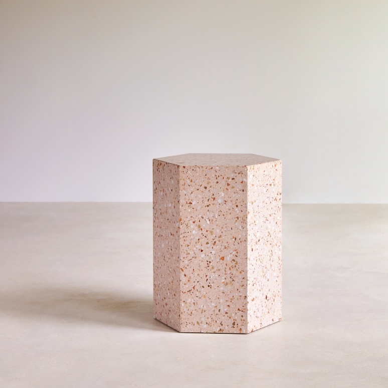 Zoé - Hocker van roze premium terrazzo