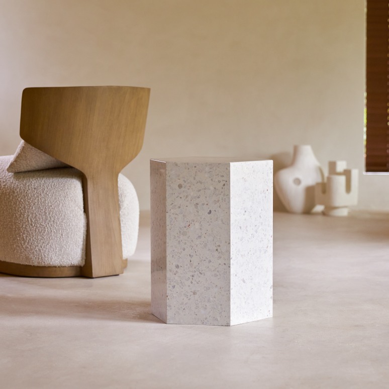 Zoé - Hocker van wit premium terrazzo