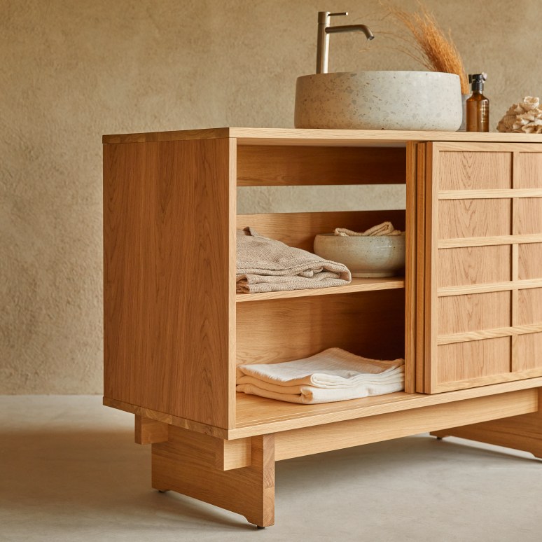 Miu - Solid oak bathroom cabinet - 115 cm