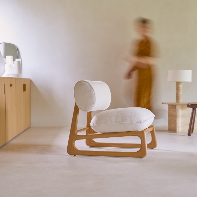 Julia - Fauteuil van massief teak en stof