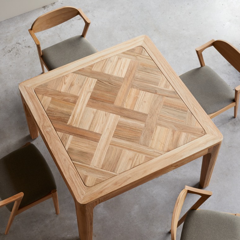 Ruth - Tafel van gerecycled massief teakhout voor 4/6 personen