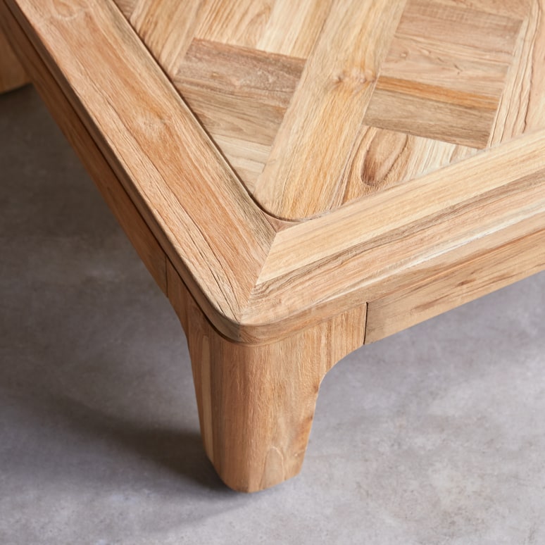 Ruth - Vierkante salontafel van gerecycled massief teakhout