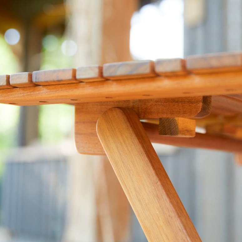 Bistro - Tuinset van massief acaciahout en metaal, 2 stoelen