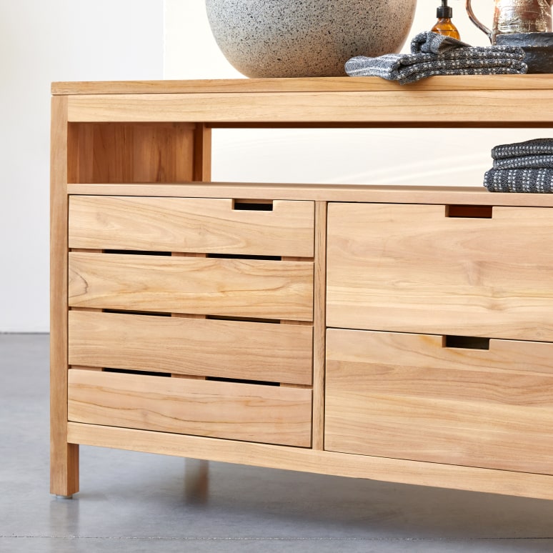 Serena - Waschtischunterschrank aus massivem Teakholz 165 cm