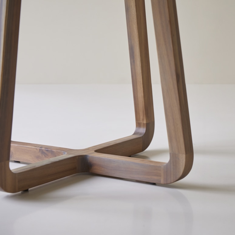 Elio - Table de jardin ronde en terrazzo premium et acacia massif 4 pers.