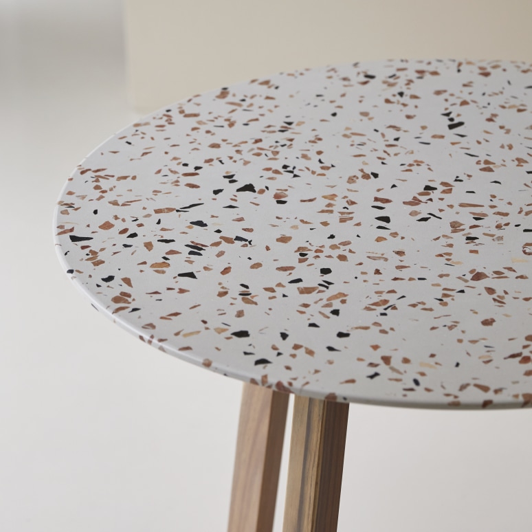 Elio - Ronde tuintafel in premium terrazzo en massief acaciahout 4 pers.