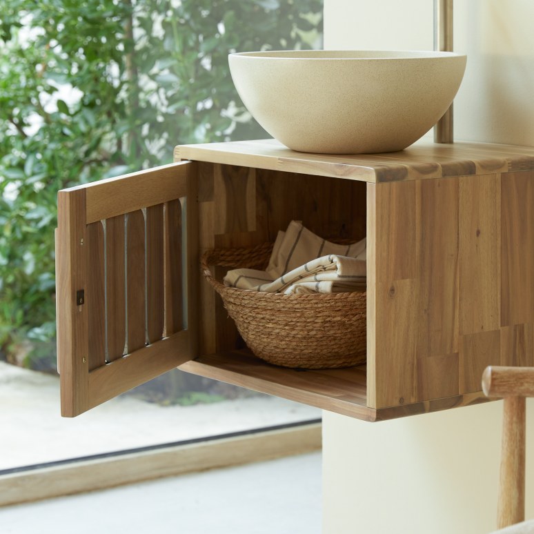 Lila - Mueble de baño de acacia maciza de 50 cm