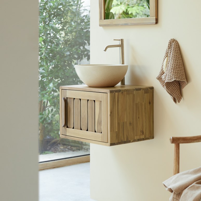 Lila - Mueble de baño de acacia maciza de 50 cm