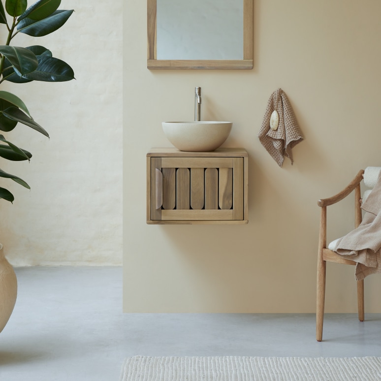 Lila - Mueble de baño de acacia maciza de 50 cm