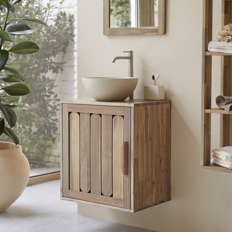 Lila - Badezimmermöbel aus massiver Akazie 60cm