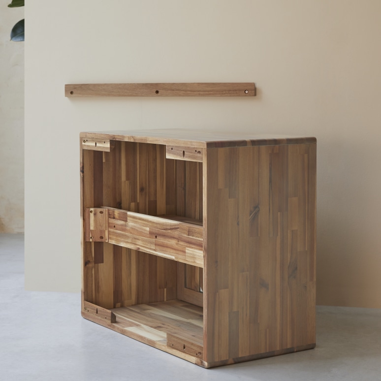 Lila - Bathroom cabinet in solid acacia - 60 cm