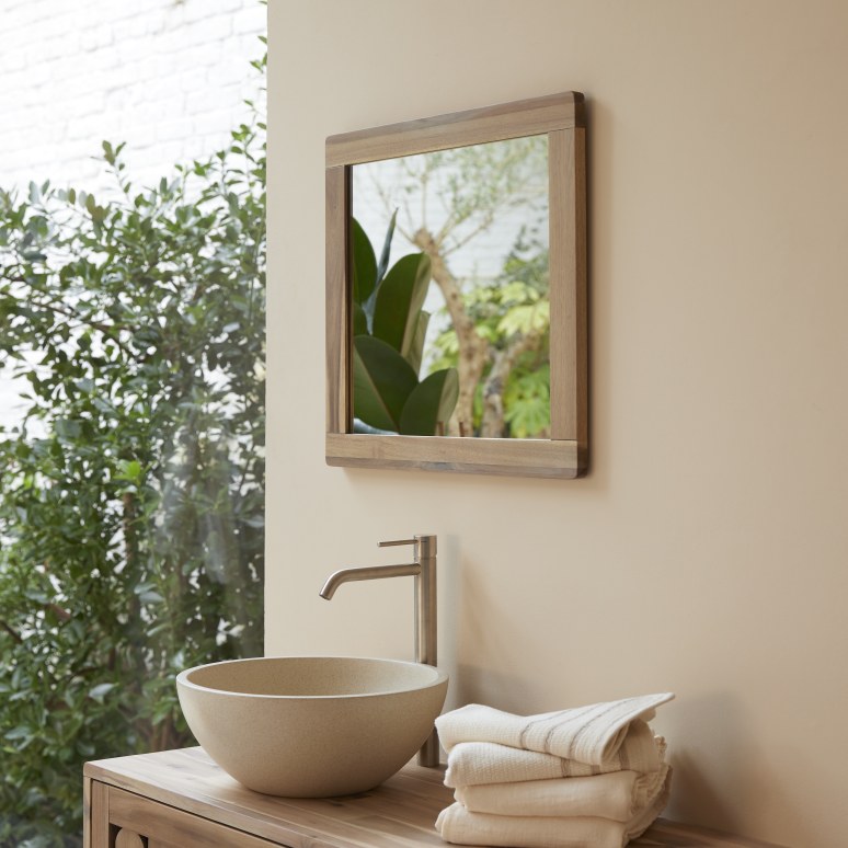 Lila - Spiegel aus massivem Akazienholz 55,5x50 cm