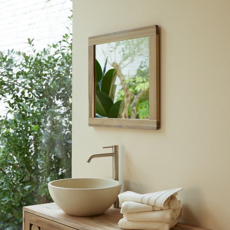 Lila - Solid acacia mirror 55.5 x 50 cm