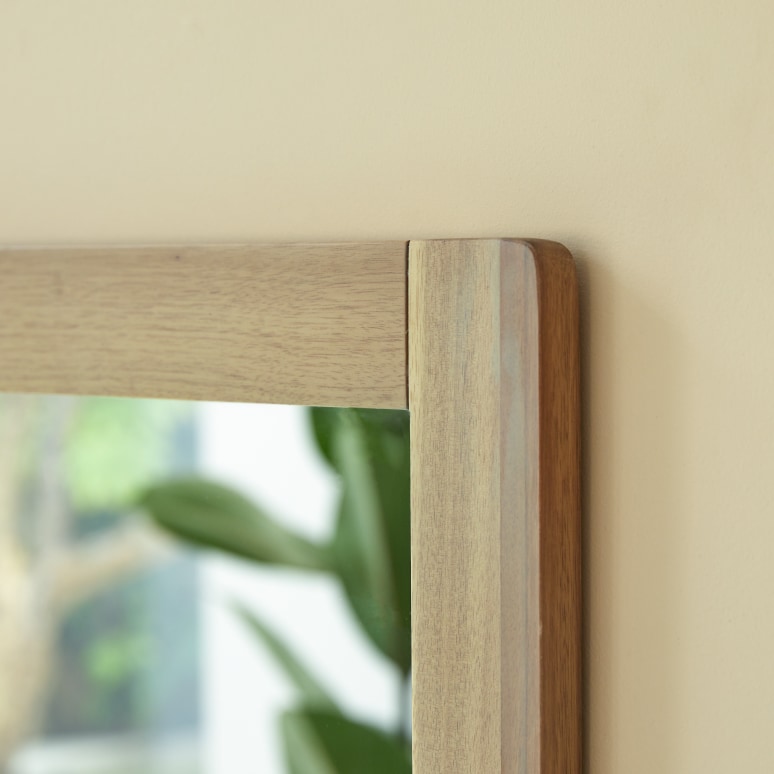 Lila - Espejo de acacia maciza de 55,5 cm x 50 cm