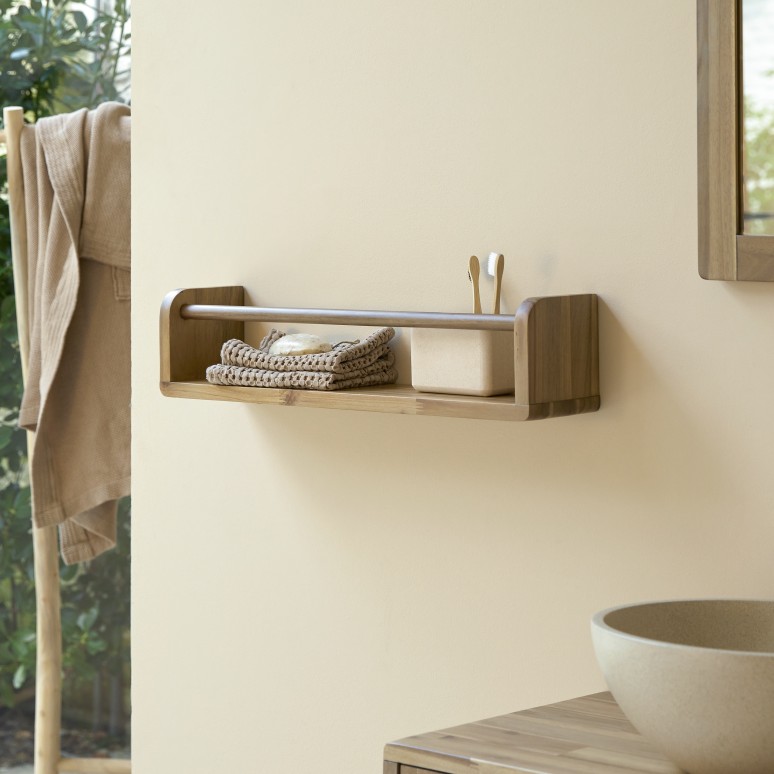 Lila - Bathroom shelf in solid acacia - 60 cm