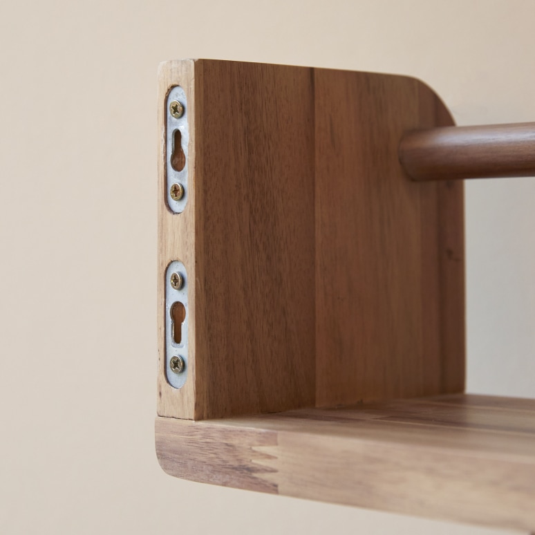 Lila - Toallero de pared de acacia maciza de 60 cm