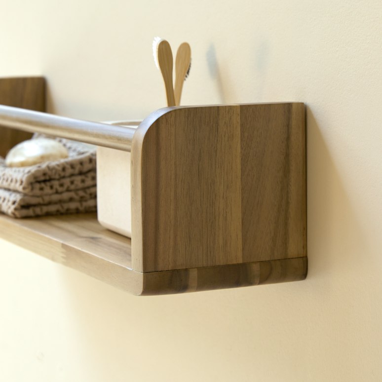 Lila - Bathroom shelf in solid acacia - 60 cm