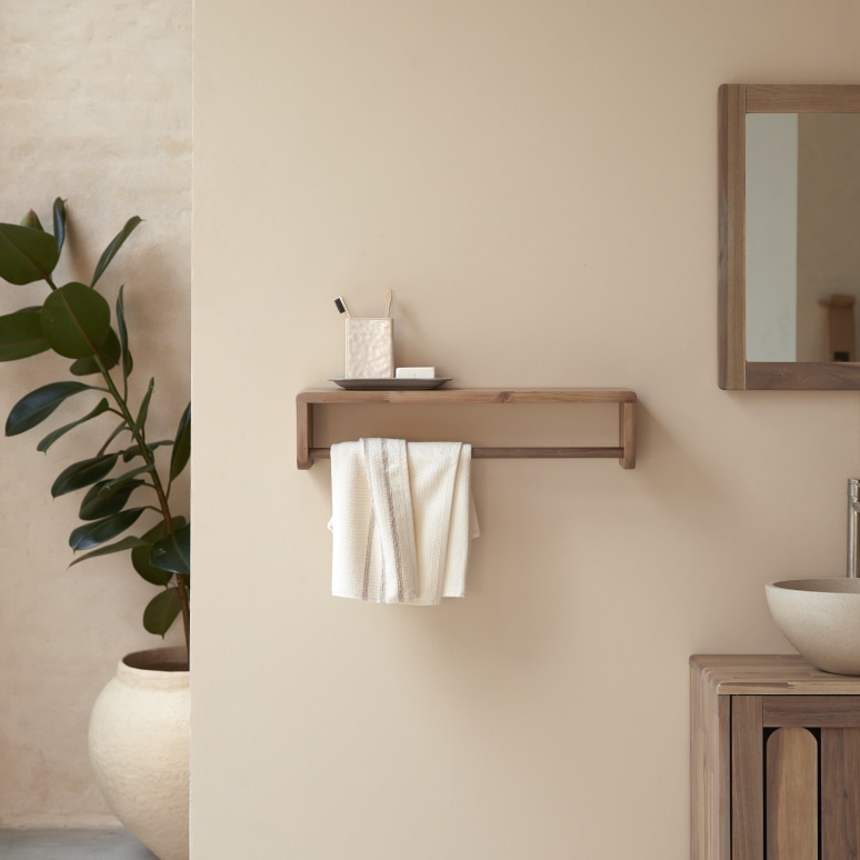 Lila - Portasciugamani da parete in legno di acacia massello 60 cm