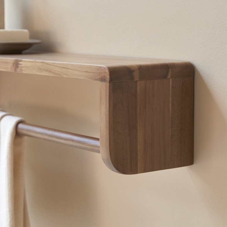 Lila - Solid Acacia Wall-mounted Towel Rail