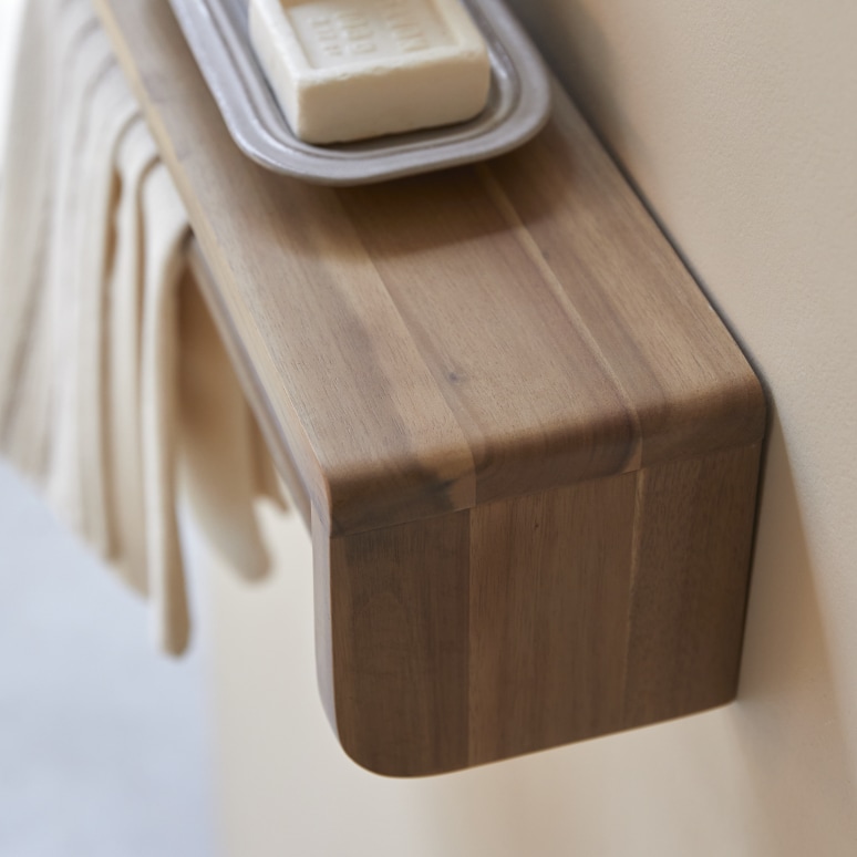 Lila - Toallero de pared de acacia maciza de 60 cm