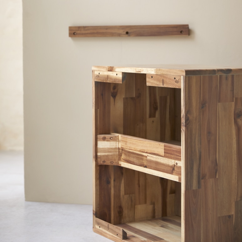 Lila - Meuble de salle de bain en acacia massif 80 cm